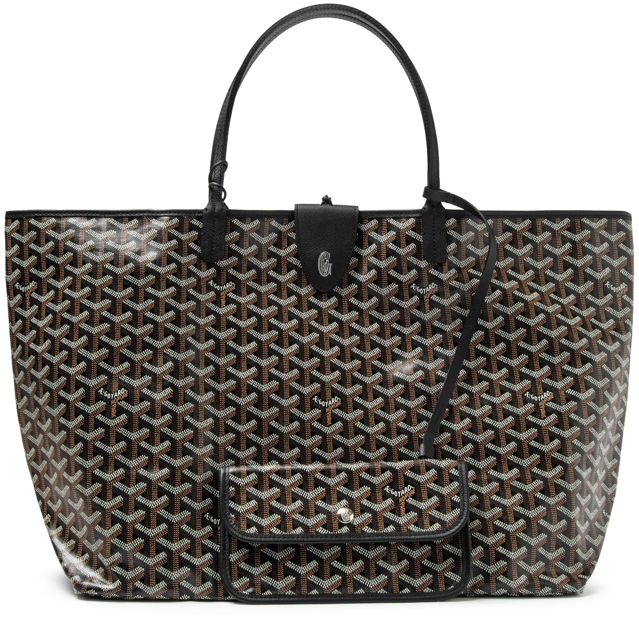 Front View of Goyard Saint Louis GM Tote Bag Black STLCROGMLTY01CL01P